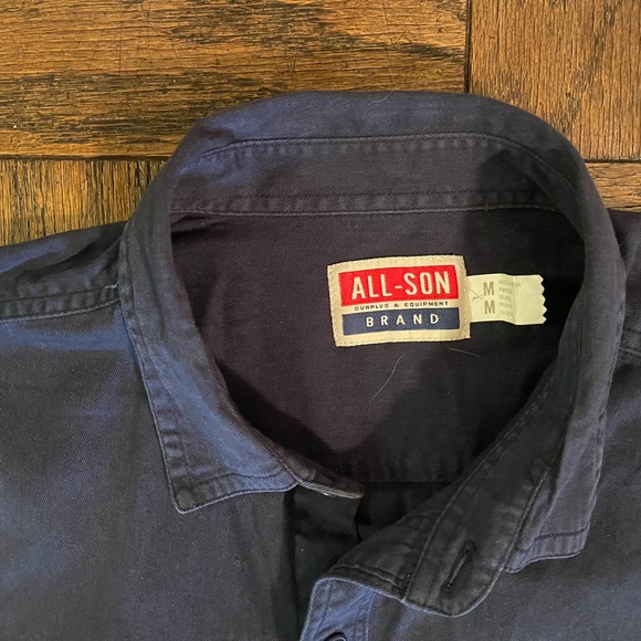All-Son Surplus & Equipment Brand Blue Cotton long-sleeve Shirt - Picture 2 of 3